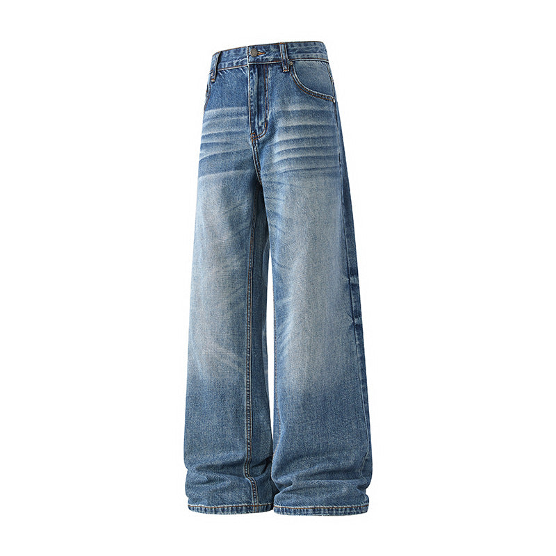 Style Baggy Washed Cat-Whisker Denim Pants