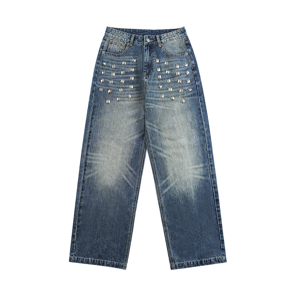 Whitewashed wide leg jeans
