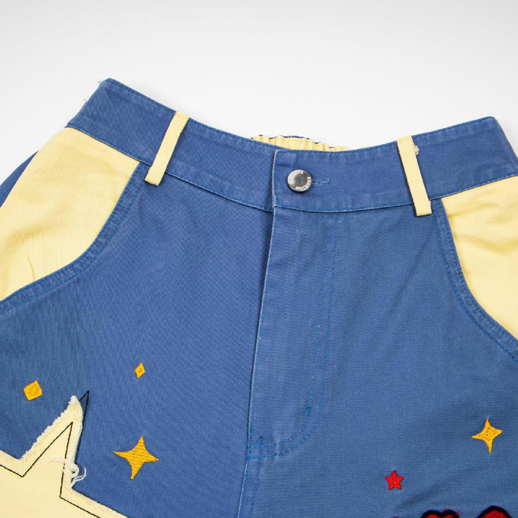 Cartoon patchwork embroidered jeans