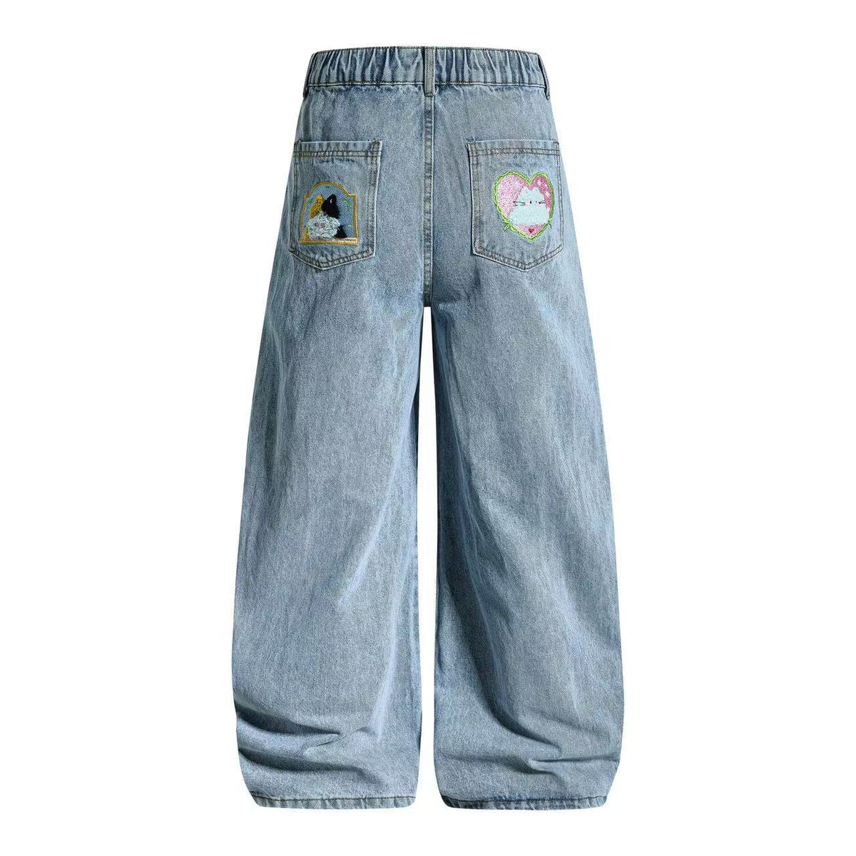 Fun cartoon embroidered jeans