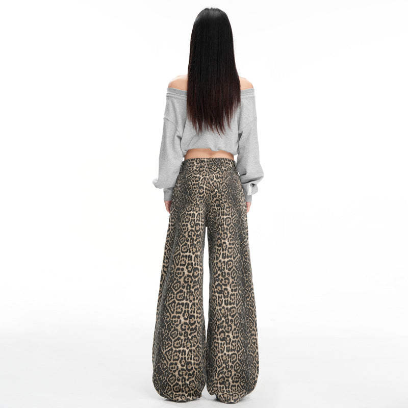 Distressed Leopard Print Jeans