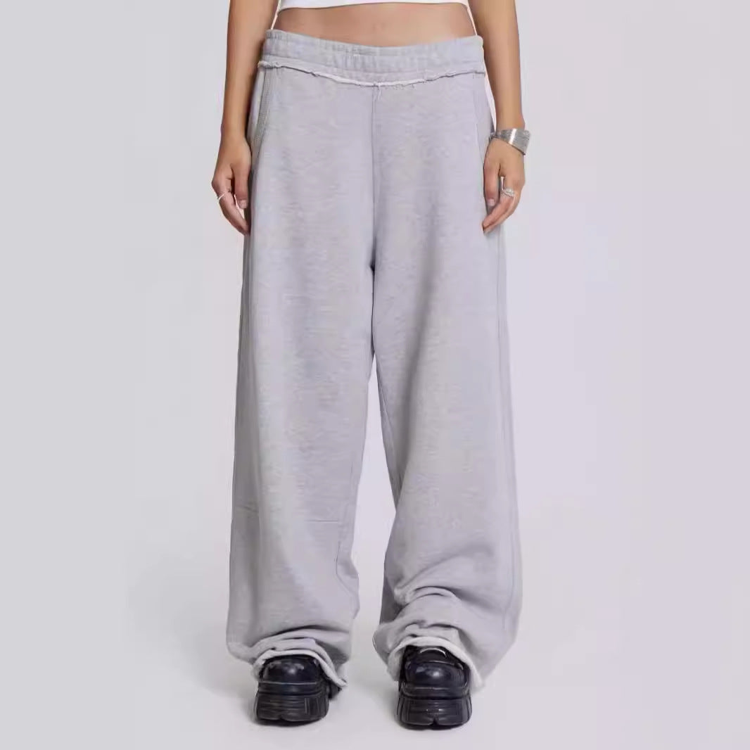 Casual Gray Street Style Baggy Sweatpants for Couples