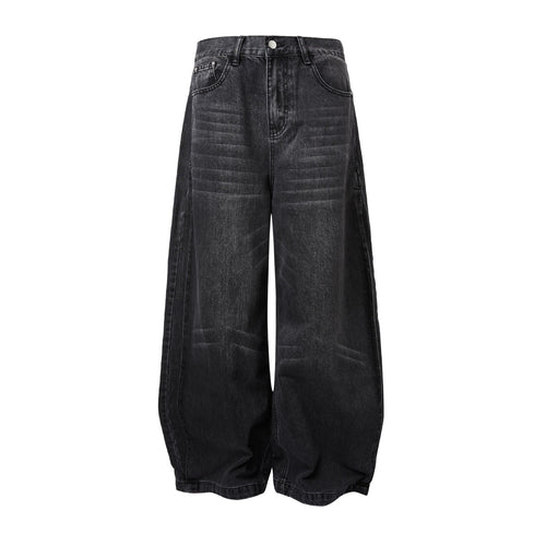 Baggy Cat Whisker Unique Washed Distressed Loose Wide Leg Jeans for Men and Women