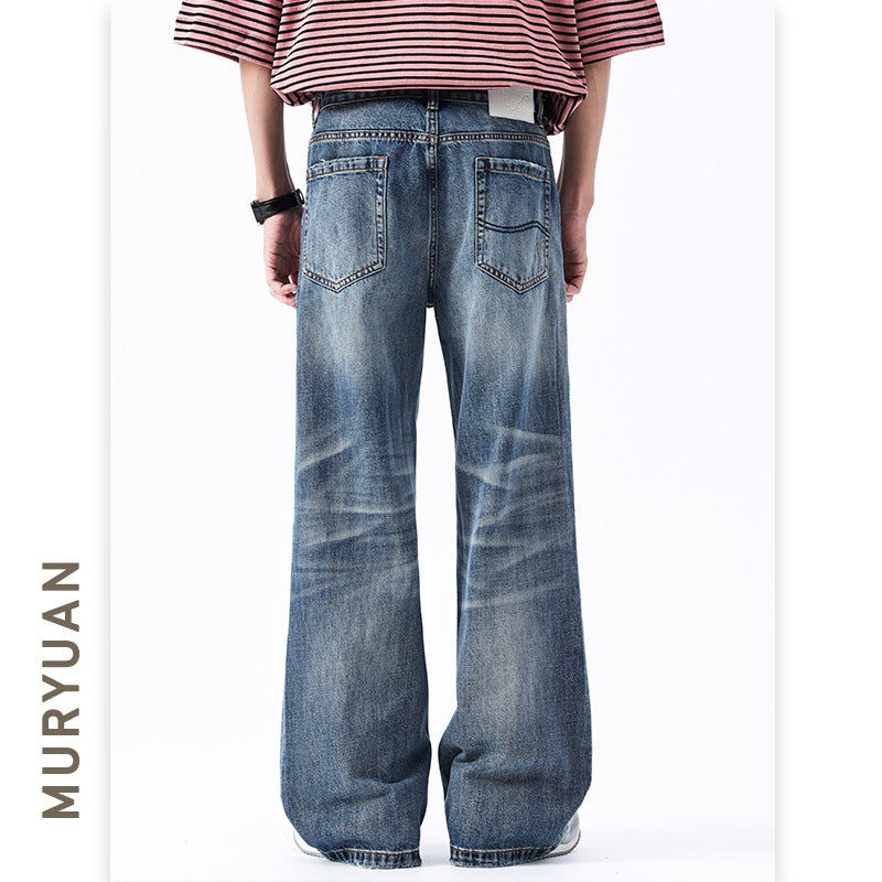 Style Baggy Washed Cat-Whisker Denim Pants