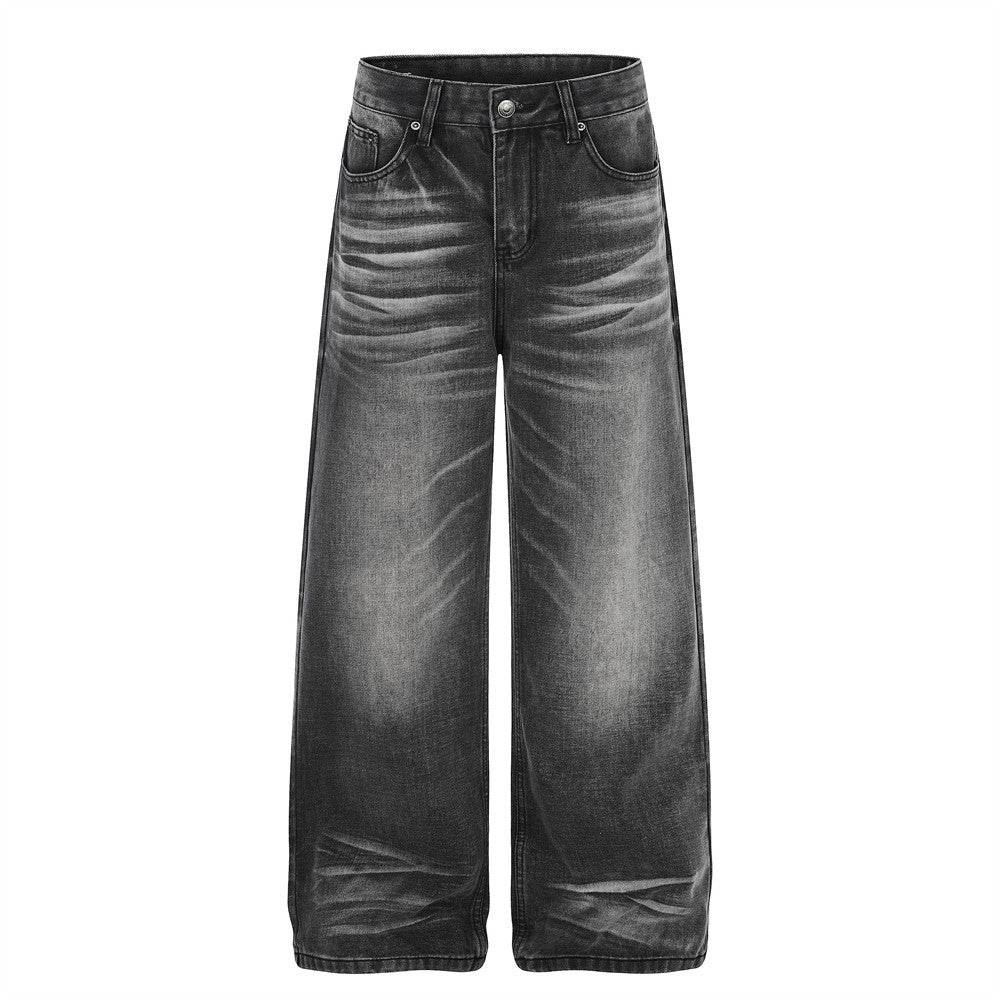 Whitewashed wide leg jeans