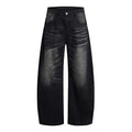 Washed curved knife jeans