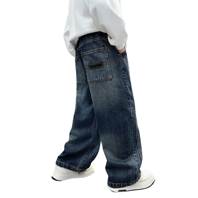 Boys Casual Autumn Denim Relaxed Fit Long Pants