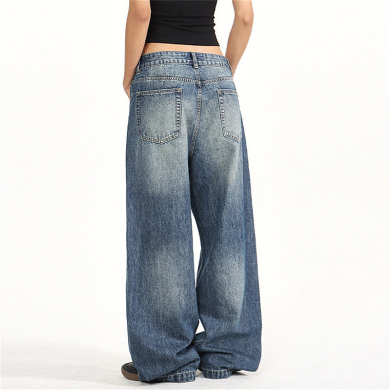 Washed straight leg jeans