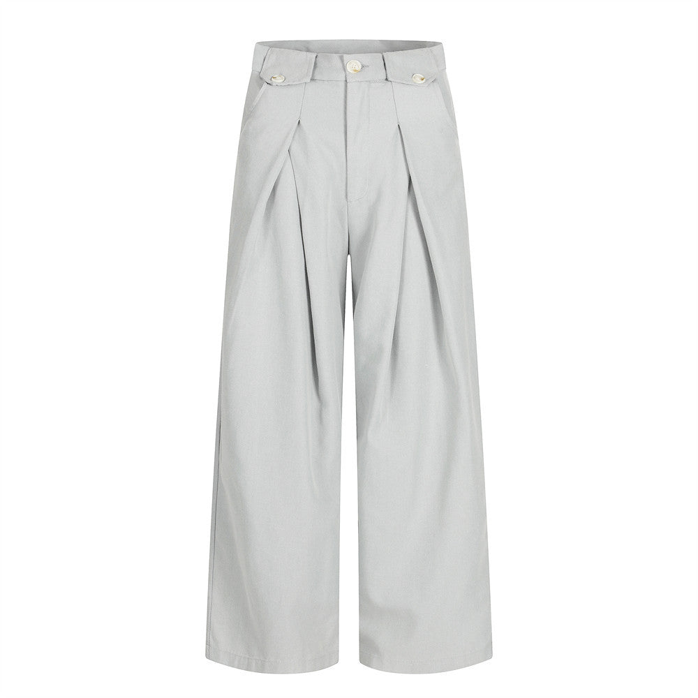 Cut pleated spliced jeans