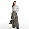 Distressed Leopard Print Jeans