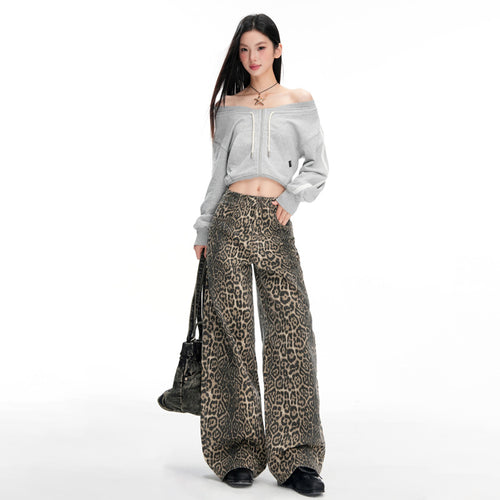 Distressed Leopard Print Jeans