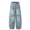 Washed curved knife jeans