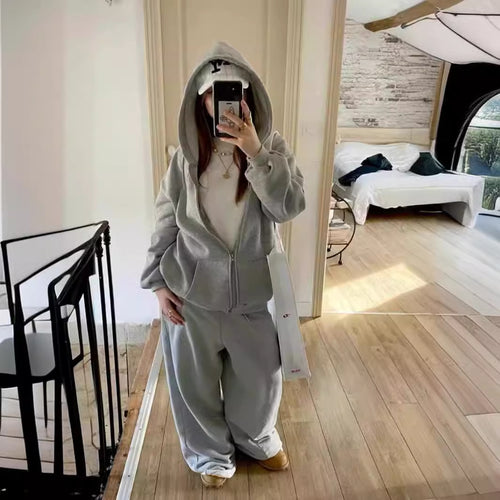 Casual Gray Street Style Baggy Sweatpants for Couples