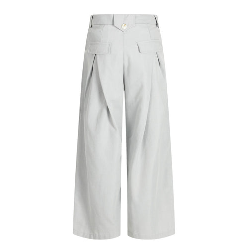 Cut pleated spliced jeans