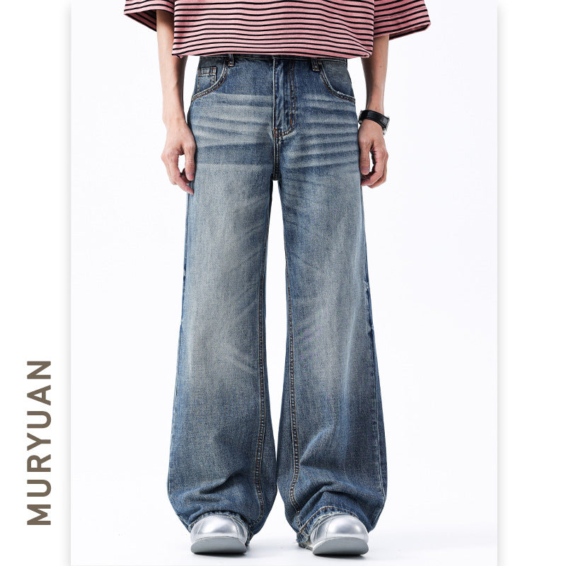 Style Baggy Washed Cat-Whisker Denim Pants