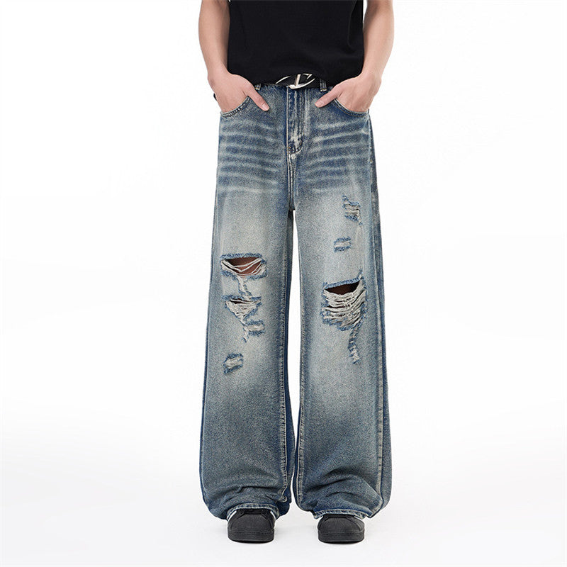 Ripped washed denim jeans
