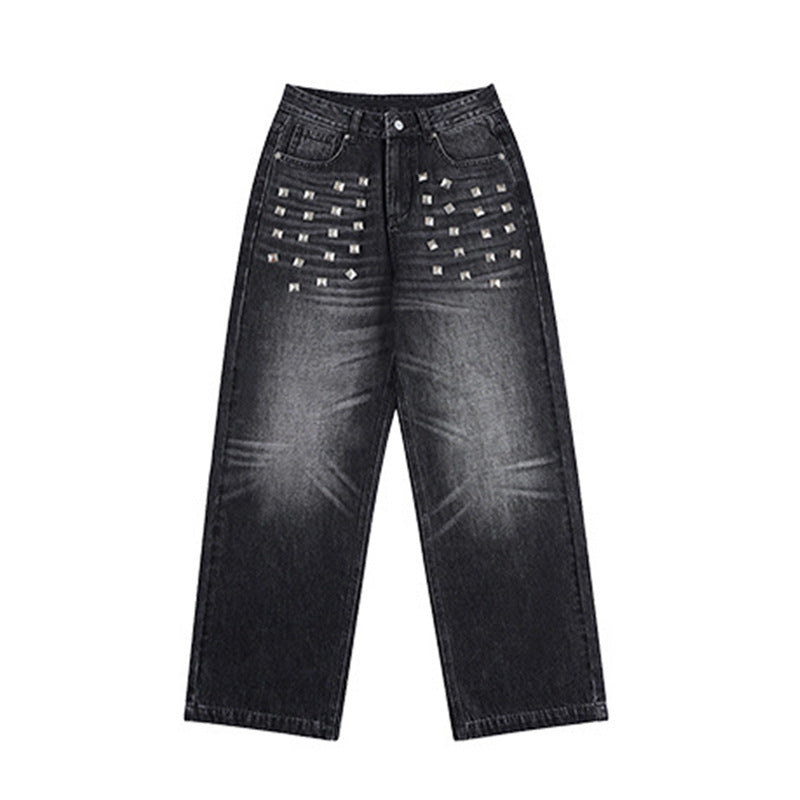 Whitewashed wide leg jeans