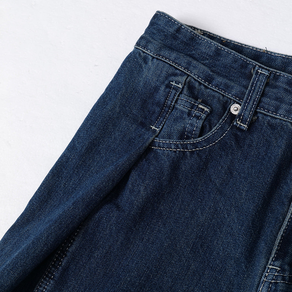 Washed denim jeans