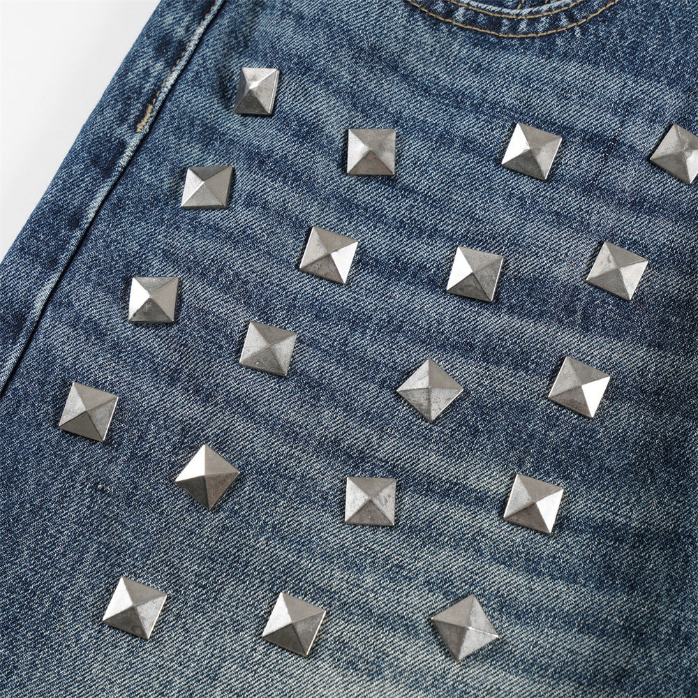 Washed straight leg jeans