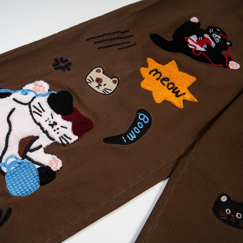 Cat Embroidered Jeans