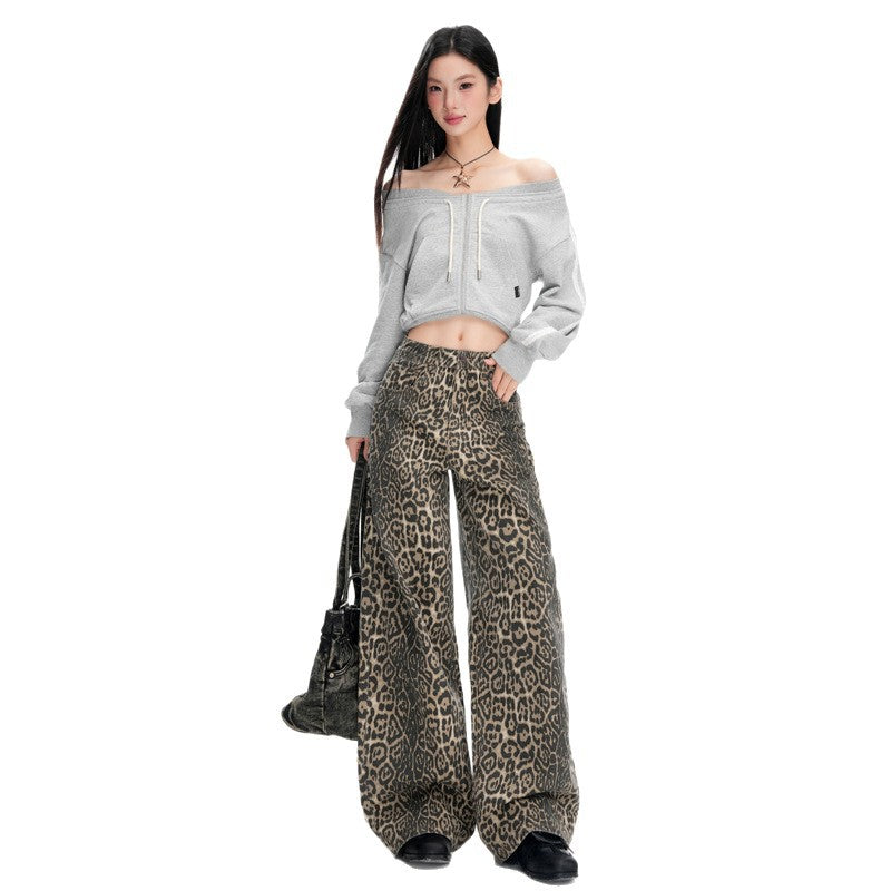 Distressed Leopard Print Jeans