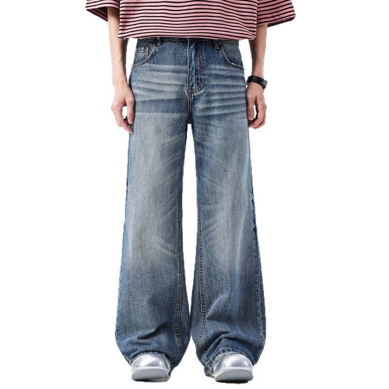 Style Baggy Washed Cat-Whisker Denim Pants