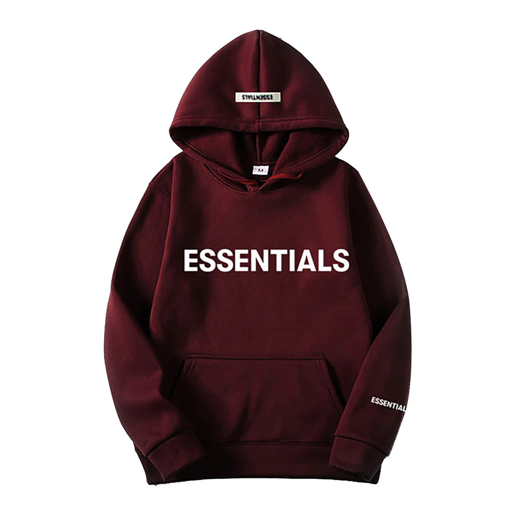 Style Essentials Letter Printed Long Sleeve Hooded Pullover Sweatshirt