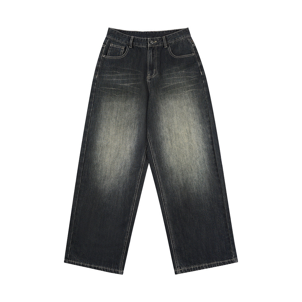 Whitewashed wide leg jeans