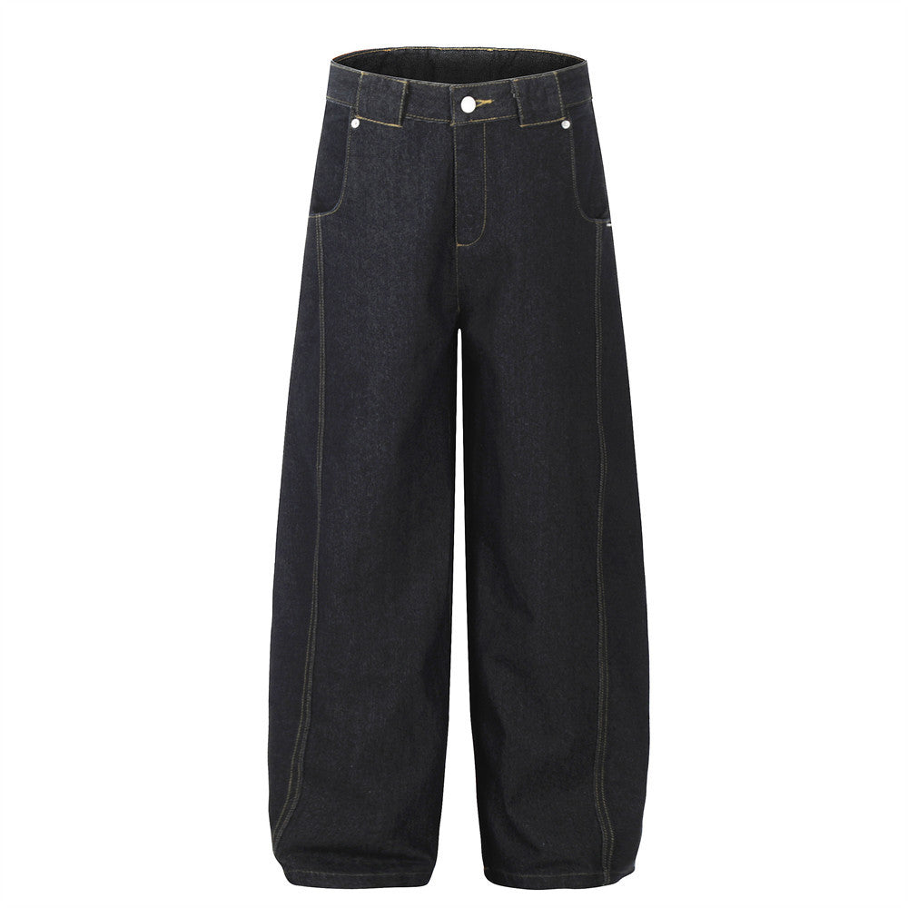Washed curved knife jeans