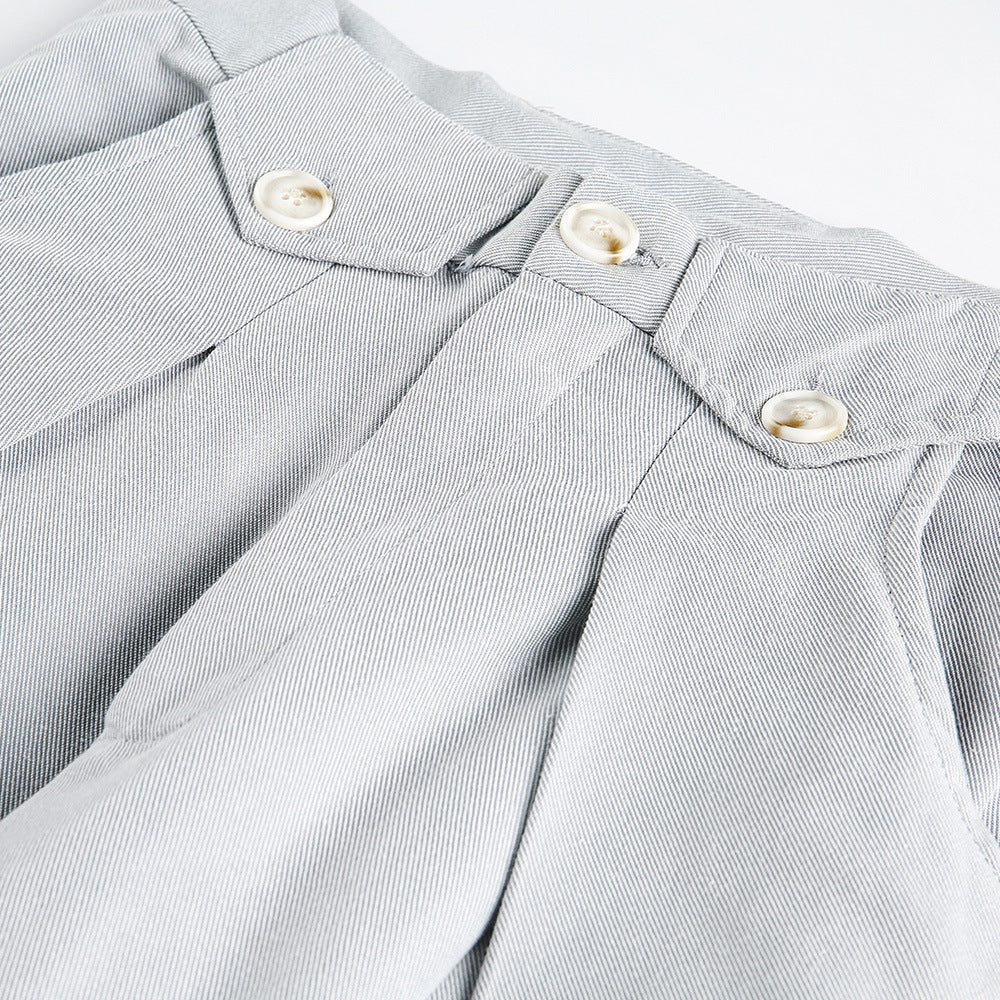 Cut pleated spliced jeans