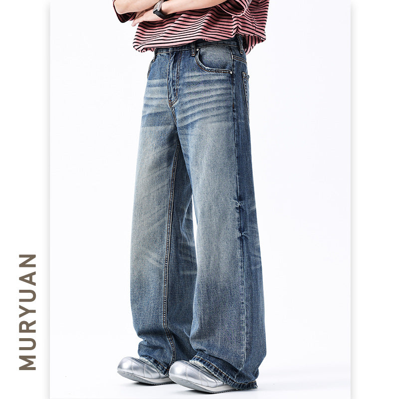Style Baggy Washed Cat-Whisker Denim Pants