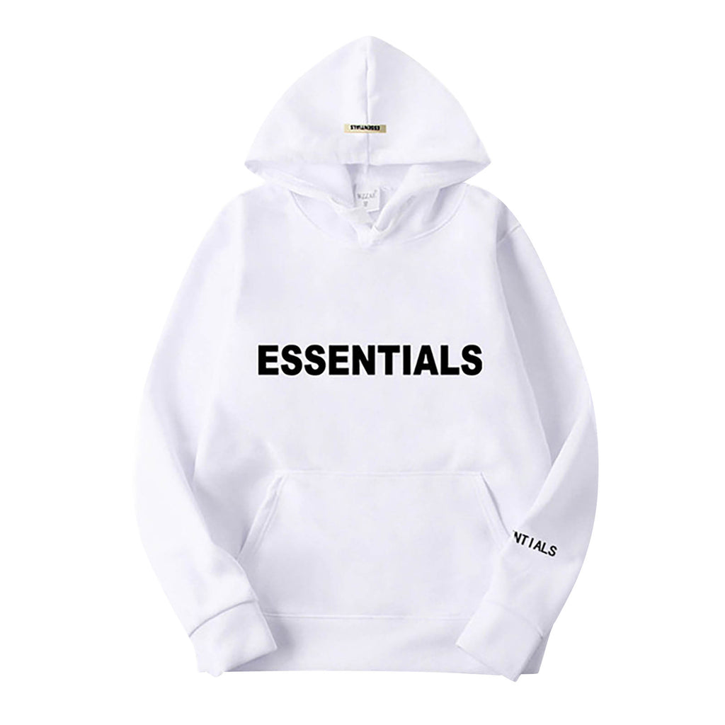 Style Essentials Letter Printed Long Sleeve Hooded Pullover Sweatshirt