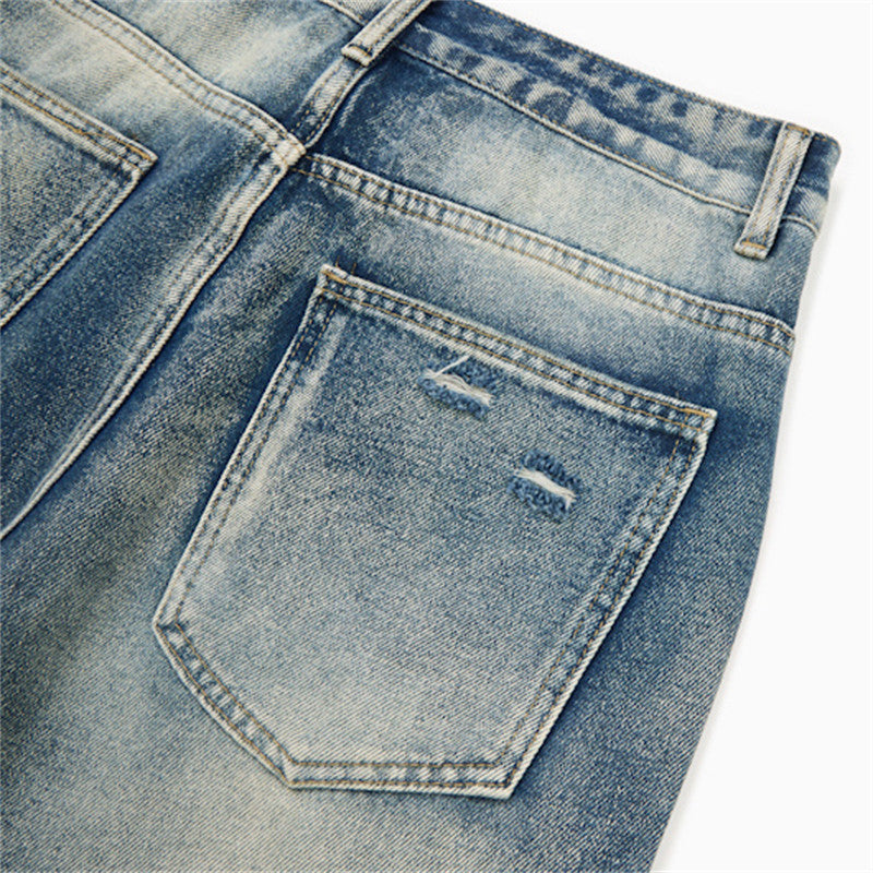 Ripped washed denim jeans
