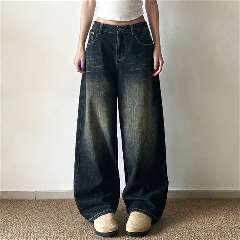 Whitewashed wide leg jeans
