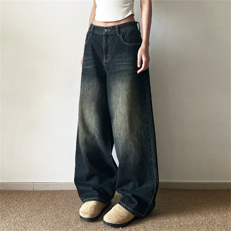 Whitewashed wide leg jeans