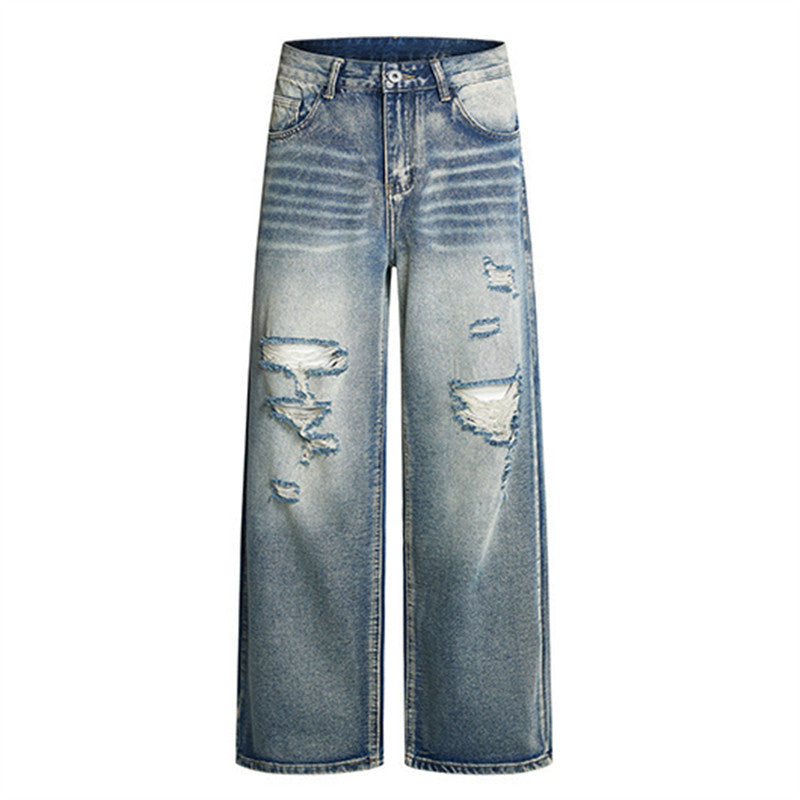 Ripped washed denim jeans