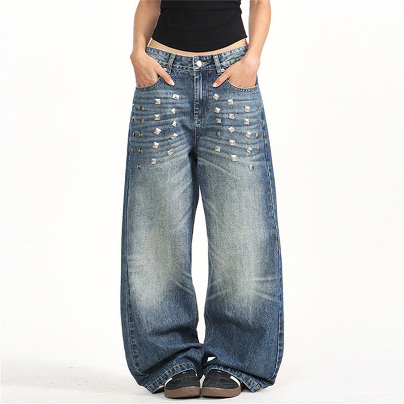 Whitewashed wide leg jeans
