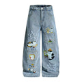 Fun cartoon embroidered jeans