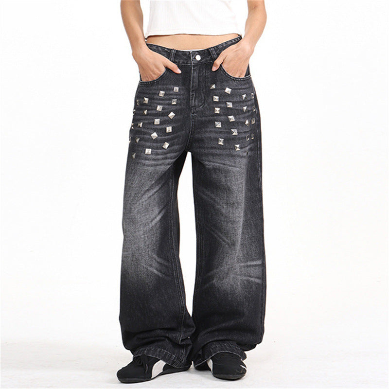 Whitewashed wide leg jeans