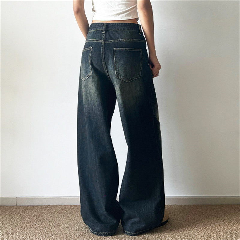 Whitewashed wide leg jeans