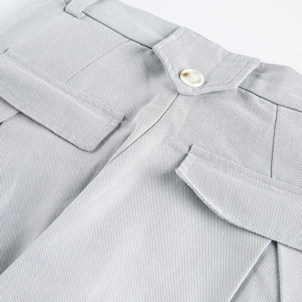 Cut pleated spliced jeans