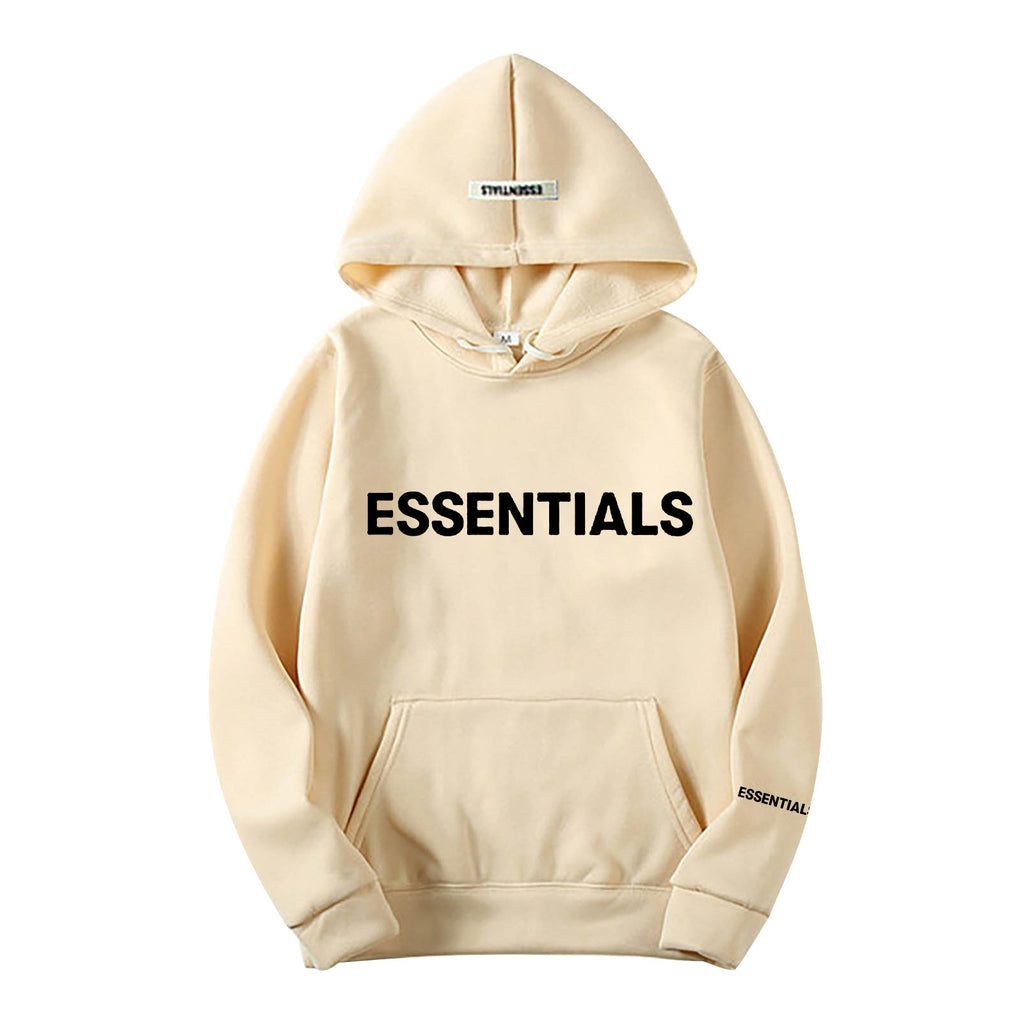 Essentials Letter Printed Long Sleeve Hooded Pullover Sweatshirt