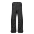 Pocket embroidered loose jeans