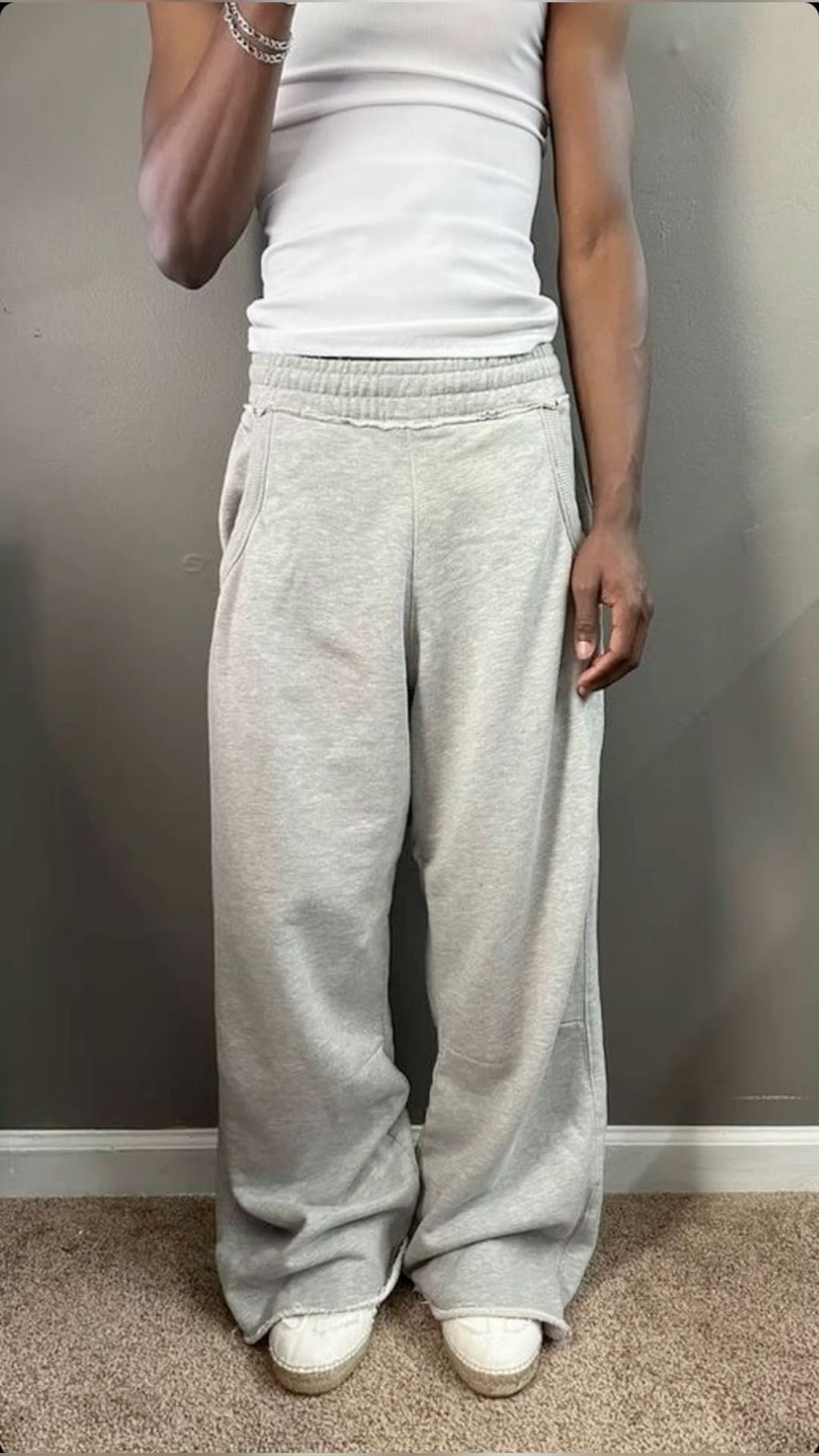 Casual Gray Street Style Baggy Sweatpants for Couples